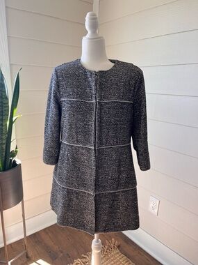 CAbi The Times Jacket | Black and White Tweed Jacket with 3/4 sleeves